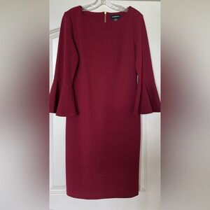 Liz Claiborne Red Sheath Dress with Bell Sleeves
